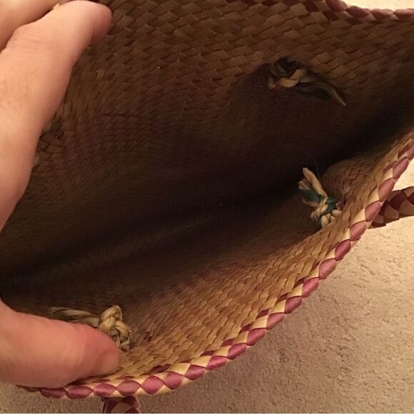 Recycled Woven Checkered Tote Bag - Picture 3 of 3